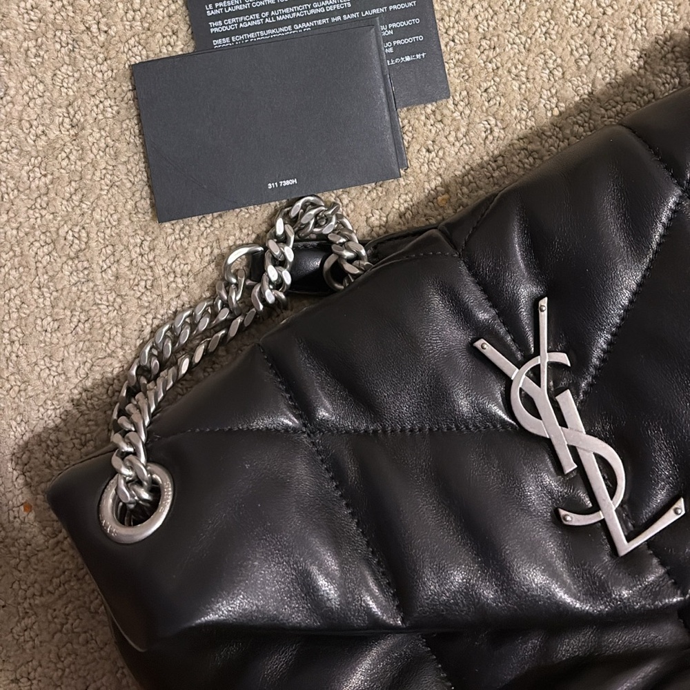 Saint Laurent Quilted Black Bag with Silver Accents